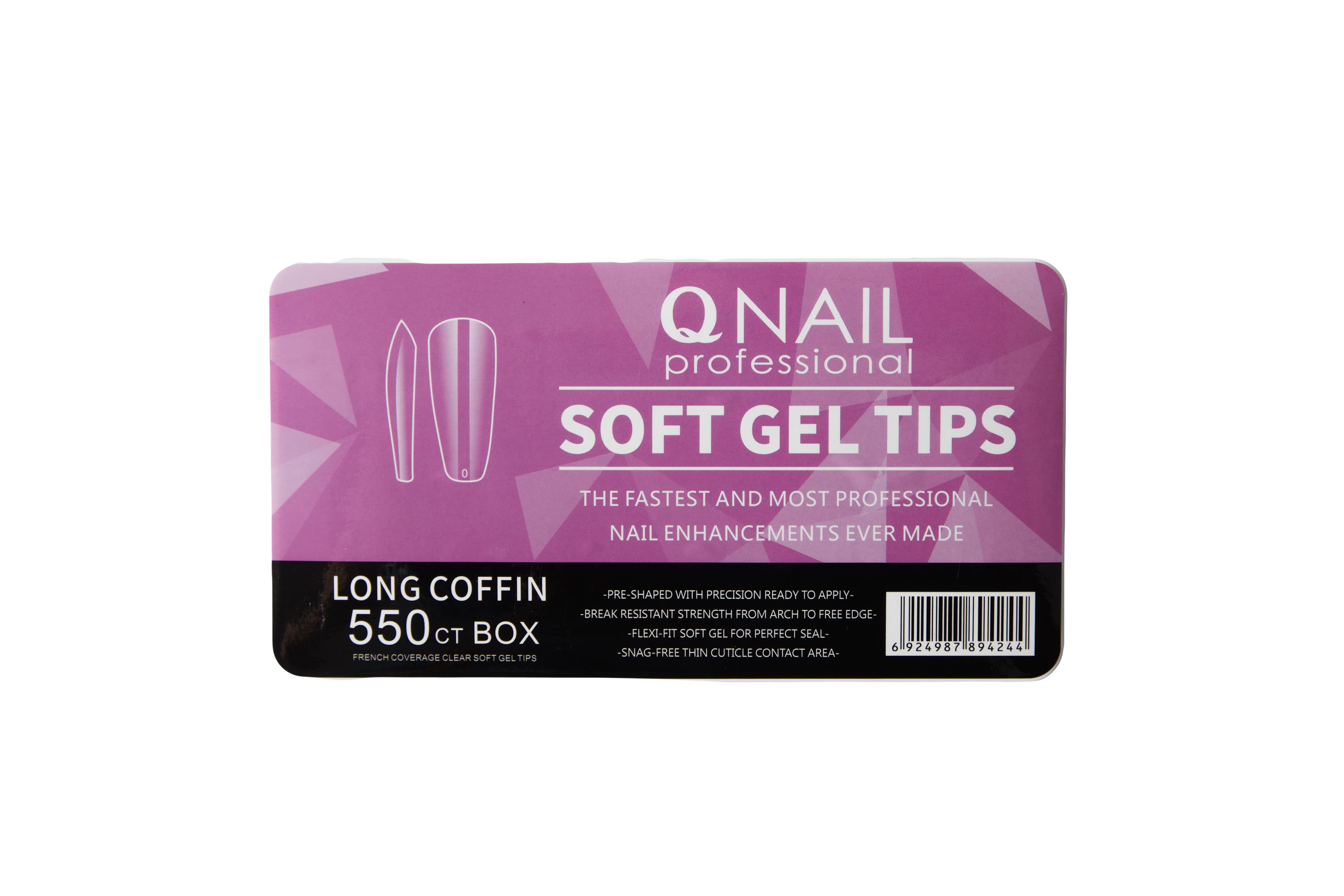 Qnail Professional Soft Gel Tips Long Coffin 550'li