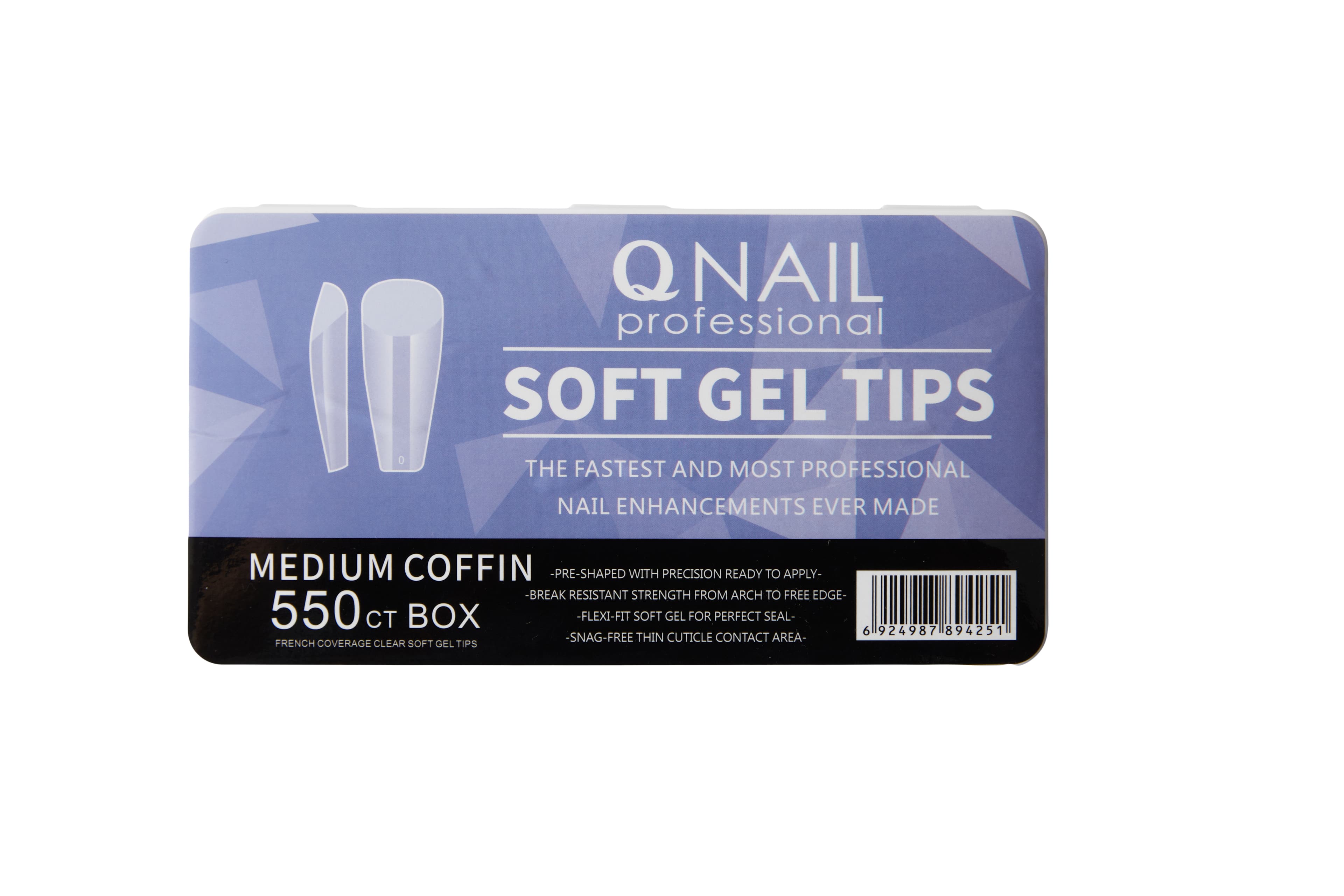Qnail Professional Soft Gel Tips Medium Coffin 550'li